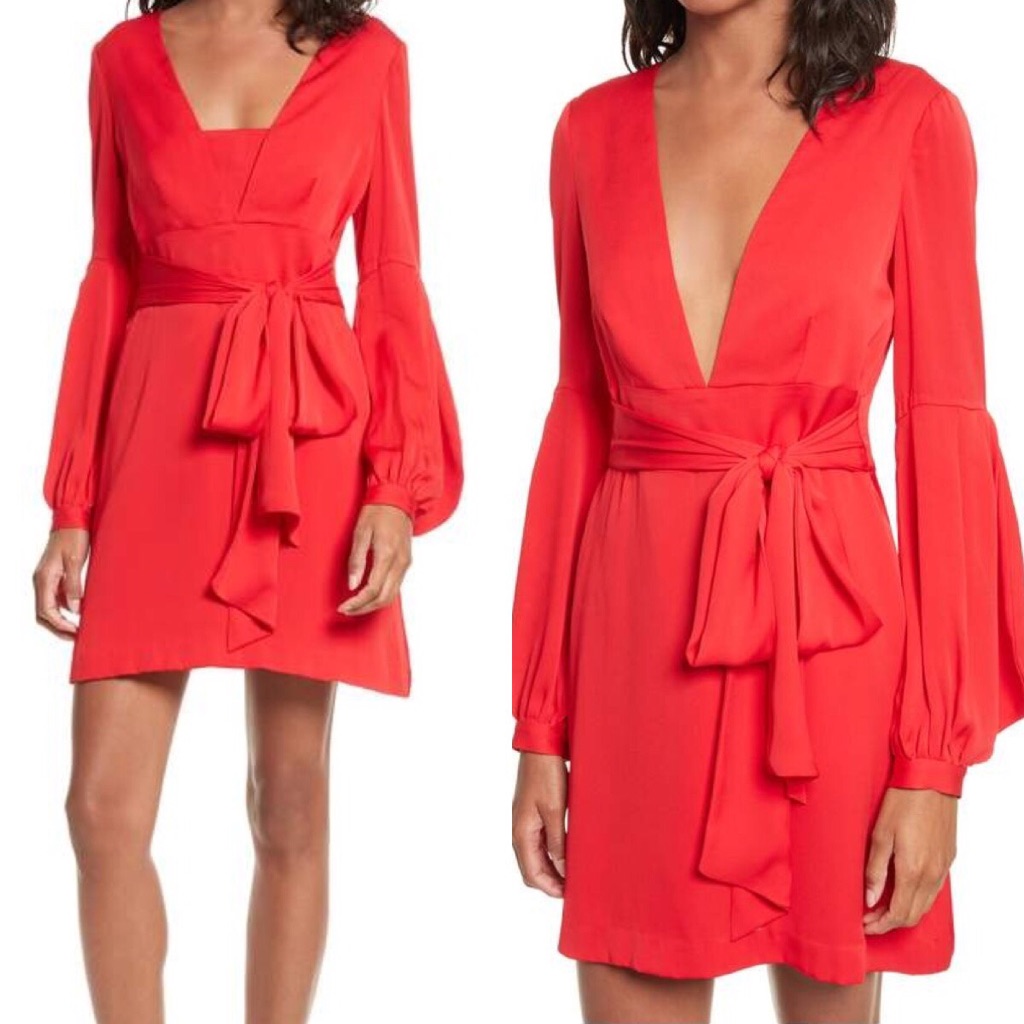 Milly Kayla Deep V-Neck Stretch Silk Dress